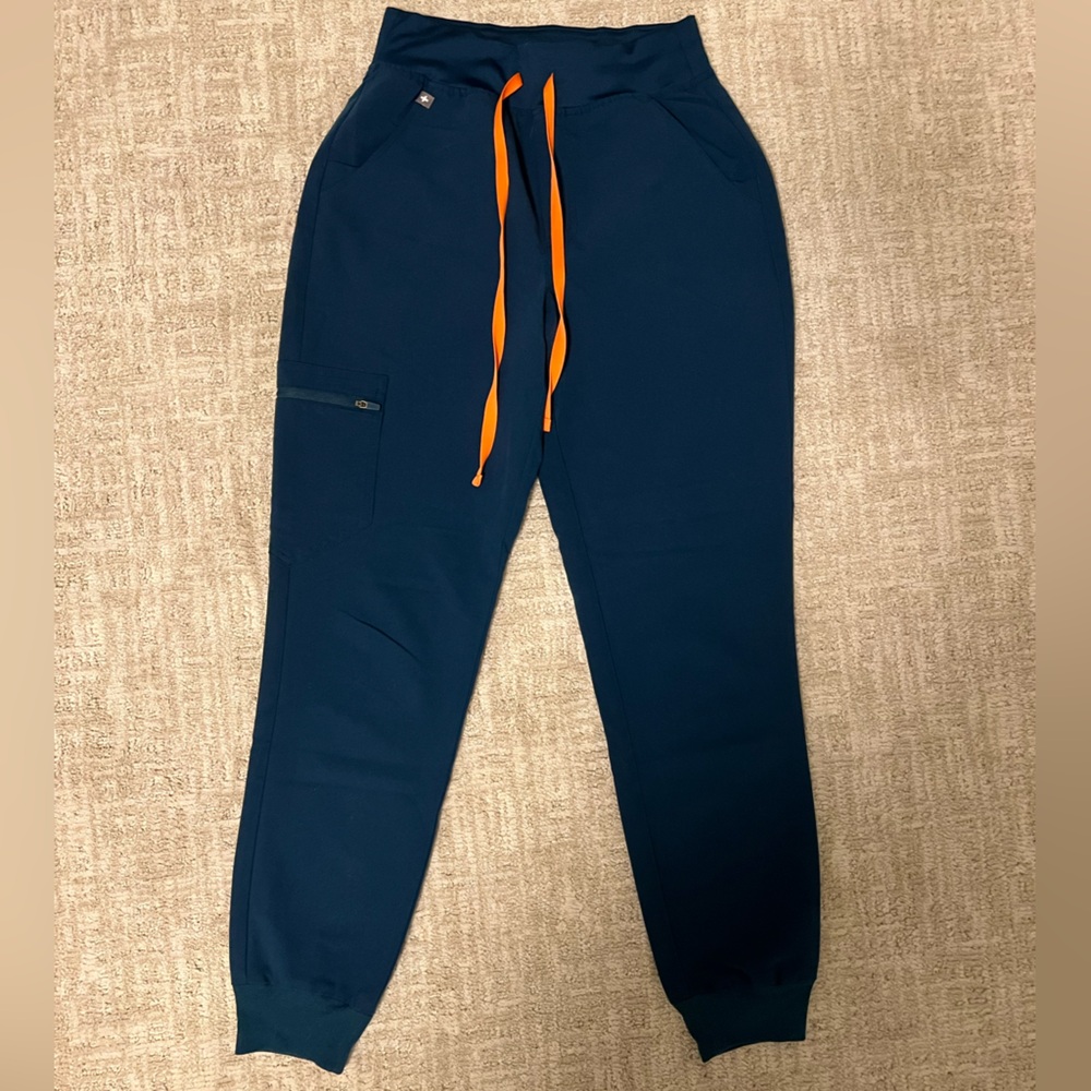 Figs XS High Waisted Zamora Jogger Scrub Pants- Deep Reef